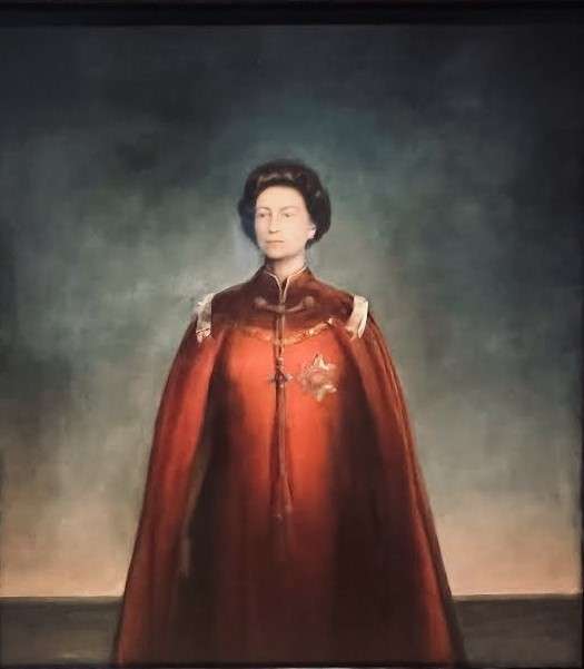 Painting of regal woman in red at the National Portrait Gallery in London